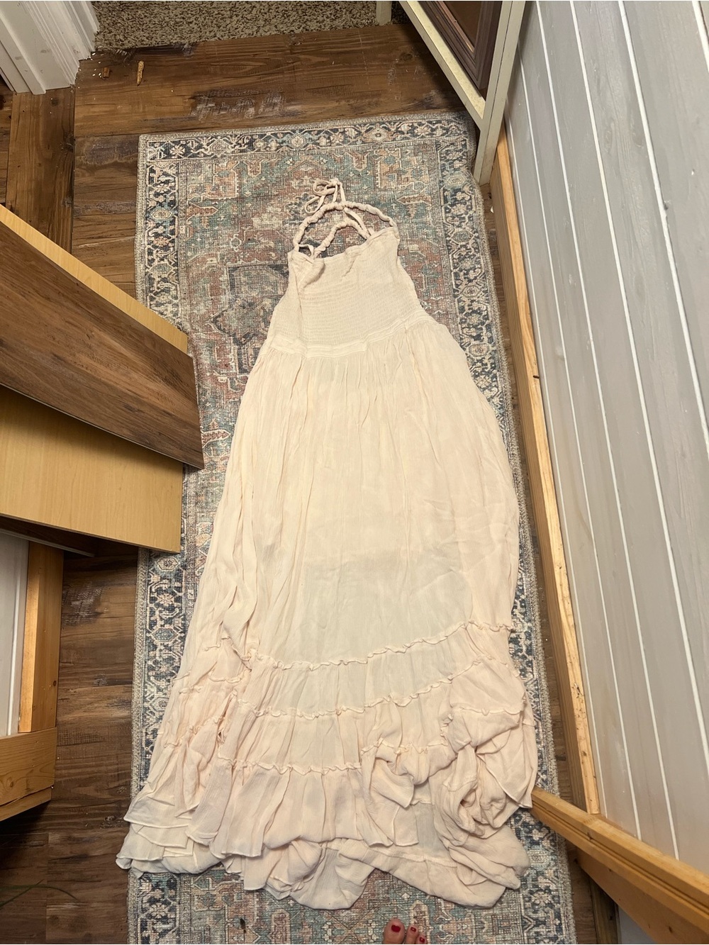 Woman’s Halter Maxi Dress in Light Blush